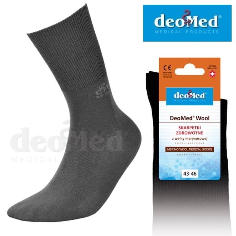 Skarpetki zdrowotne z wełną merynosową  bezuciskające cienkie wełniane
