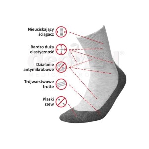 Skarpetki zdrowotne bezuciskowe z trójwarstwową dzianiną  frotte ze srebrem Deo Med