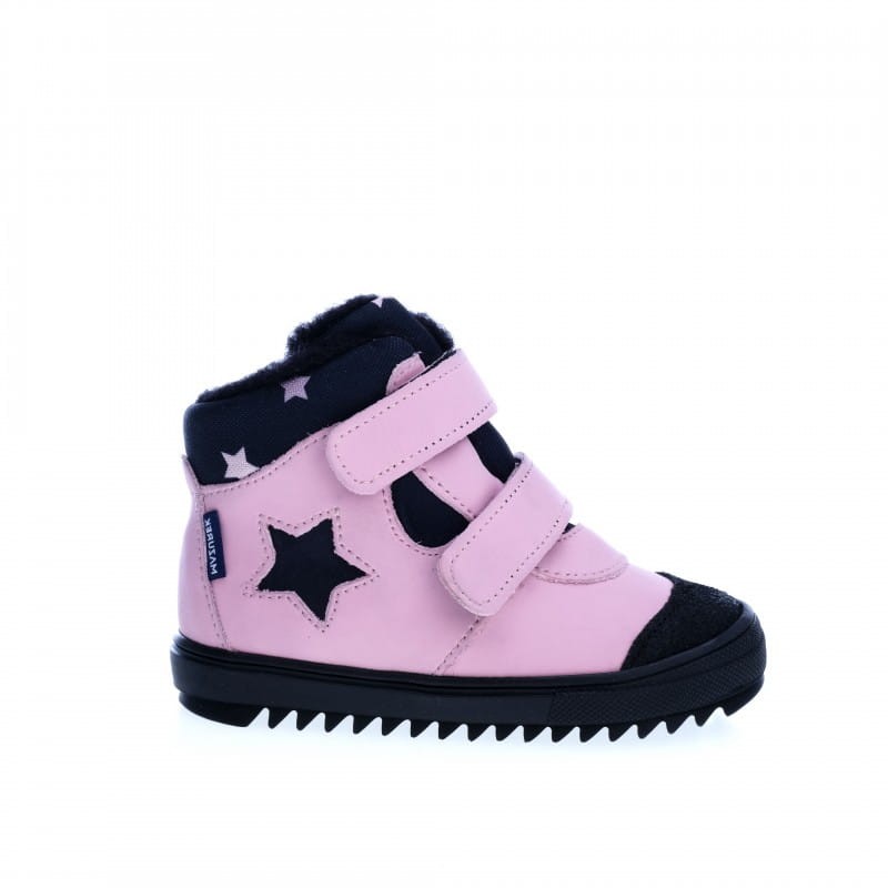 Mazurek 1360 M skórzane buty dziecięce na rzepy dla dziewczynki z membraną nieprzemakalna