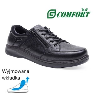 G-COMFORT skórzane półbuty męskie 9889 czarne z membraną wodoodporną
