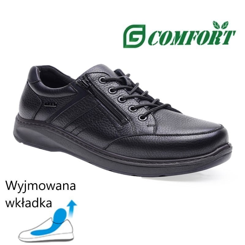 G-COMFORT skórzane półbuty męskie 9889 czarne z membraną wodoodporną