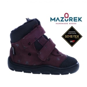 Mazurek 1360 M skórzane zimowe buty dziecięce na rzepy dla dziewczynki z membraną nieprzemakalną