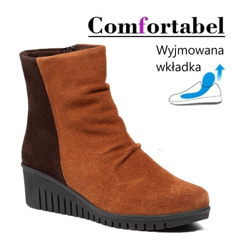 Comfortabel 962318 skórzane botki buty na haluksy ryde botki