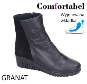 Skórzane botki na koturnie GRANAT Comfortabel 960020