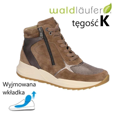 Waldlaufer 695K82 sportowe botki skórzane damskie buty na haluksy