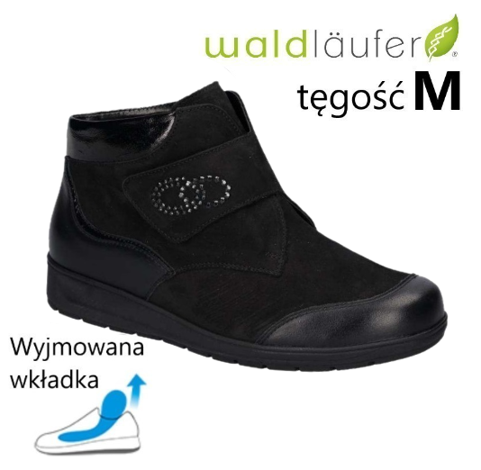Waldlaufer 812815 obuwie na opuchnięte nogi skórzane damskie buty tęgość M