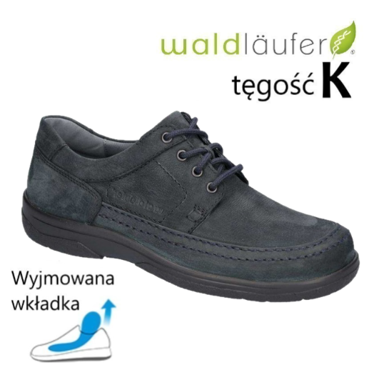 Waldlaufer 633008 skórzane półbuty męskie tęgość K szerokie obuwie