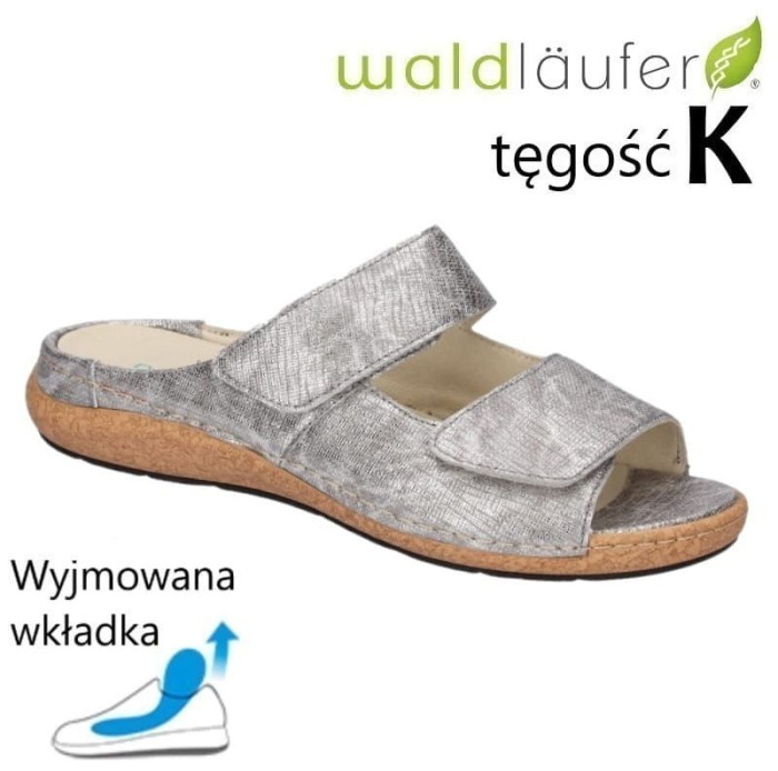 Waldlaufer 681501 klapki skórzane damskie tęgość K obuwie na szeroką stopę