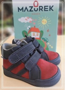 Mazurek 1376 M skórzane buty dziecięce półbuty chłopięce z membraną nieprzemakalną 1376 czerwony granat