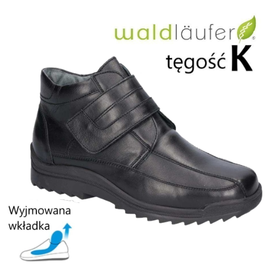Waldlaufer 613901 skórzane męskie buty na opuchnięte nogi tęgość K szerokie obuwie