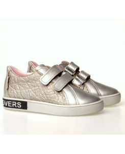 Mazurek 1235 skórzane buty dziecięce półbuty na rzepy 1236 srebro tłoczone