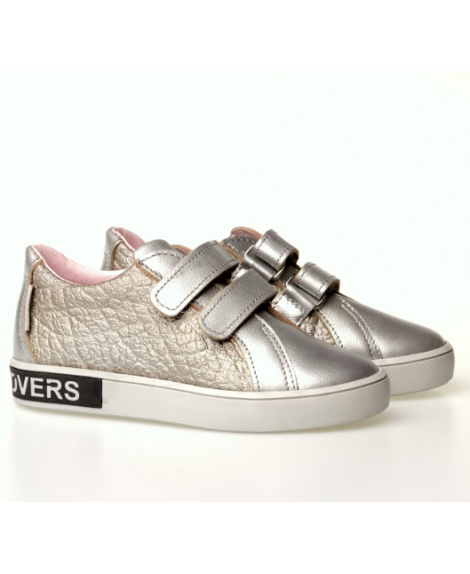 Mazurek 1235 skórzane buty dziecięce półbuty na rzepy 1236 srebro tłoczone