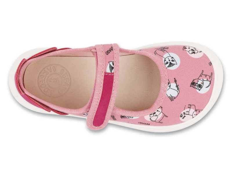 rozowe-buty-dzieciece-barefoot-Befado-z-zapieciem-na-rzep-i-wzorem-misiow.jpg