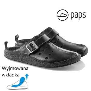 Paps męskie obuwie domowe model ME 1050 ME 1051 Black  buty do wkładek ortopedycznych np. Vasyli